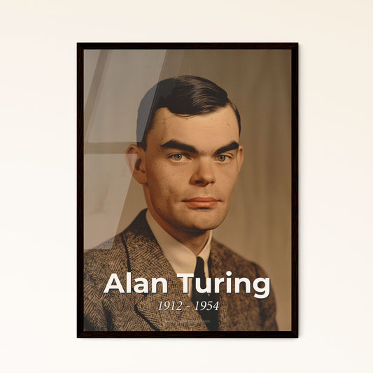 Timeless Tribute to Alan Turing: The Enigmatic Genius of Computer Science - Stunning Monochromatic Art Print for Home Decor