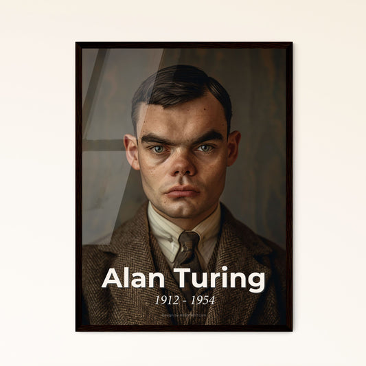 Timeless Tribute to Alan Turing: Enigmatic Genius of Computer Science - Cinematic Monochrome Art Print for Any Space