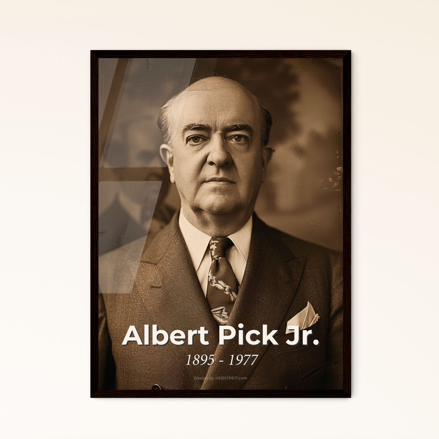 Albert Pick Jr. Portrait: Visionary Hotelier in Rustic Elegance – High-Quality Print or Frame for Timeless Home Decor.