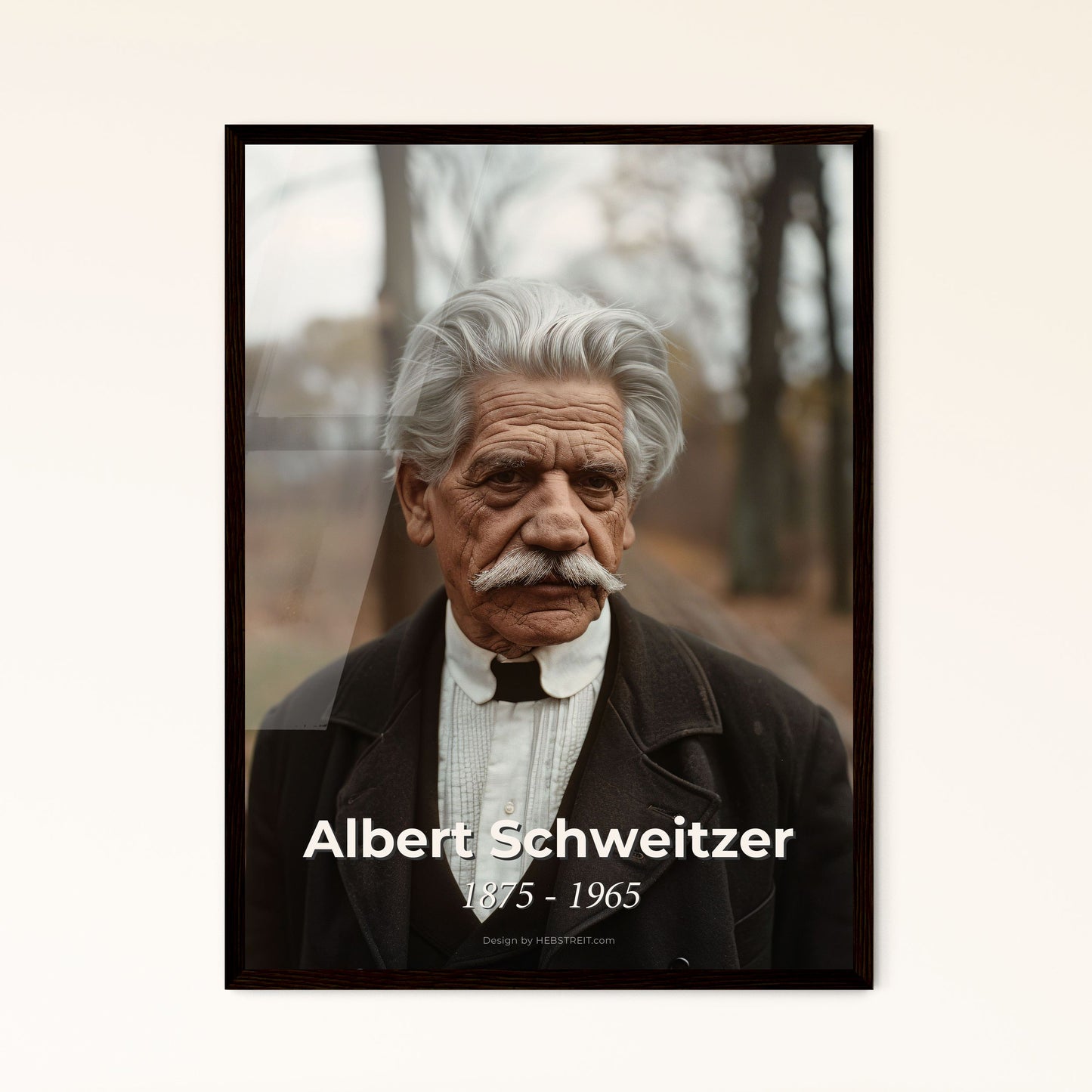 Albert Schweitzer: Humanitarian Visionary (1875-1965) - Captivating Monochrome Portrait on Rustic Background, Perfect for Home Décor