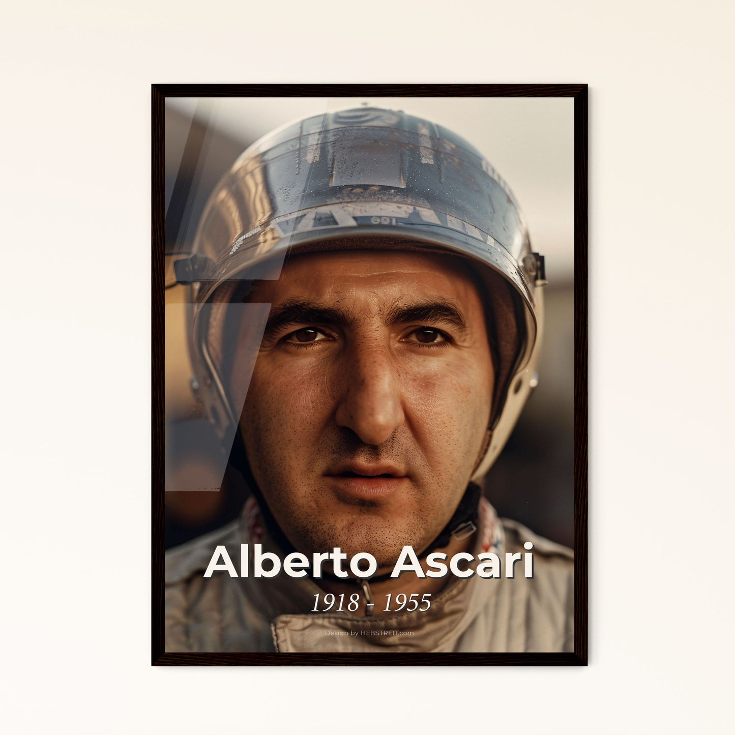 Alberto Ascari: Iconic Italian F1 Champion - Timeless Monochrome Portrait for Home Decor | Framed or Aluminum Print Options