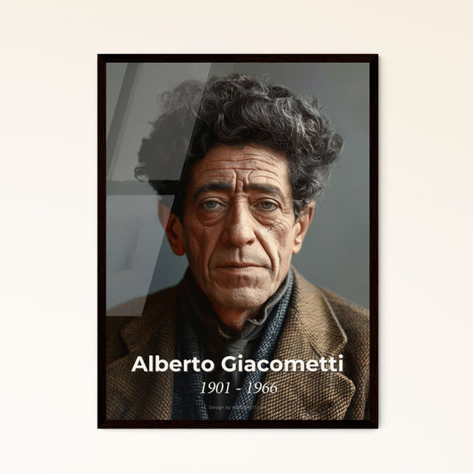 Alberto Giacometti: Iconic Elongated Sculpture Portrait - High-Quality Print with Rustic Charm & Cinematic Depth for Any Space