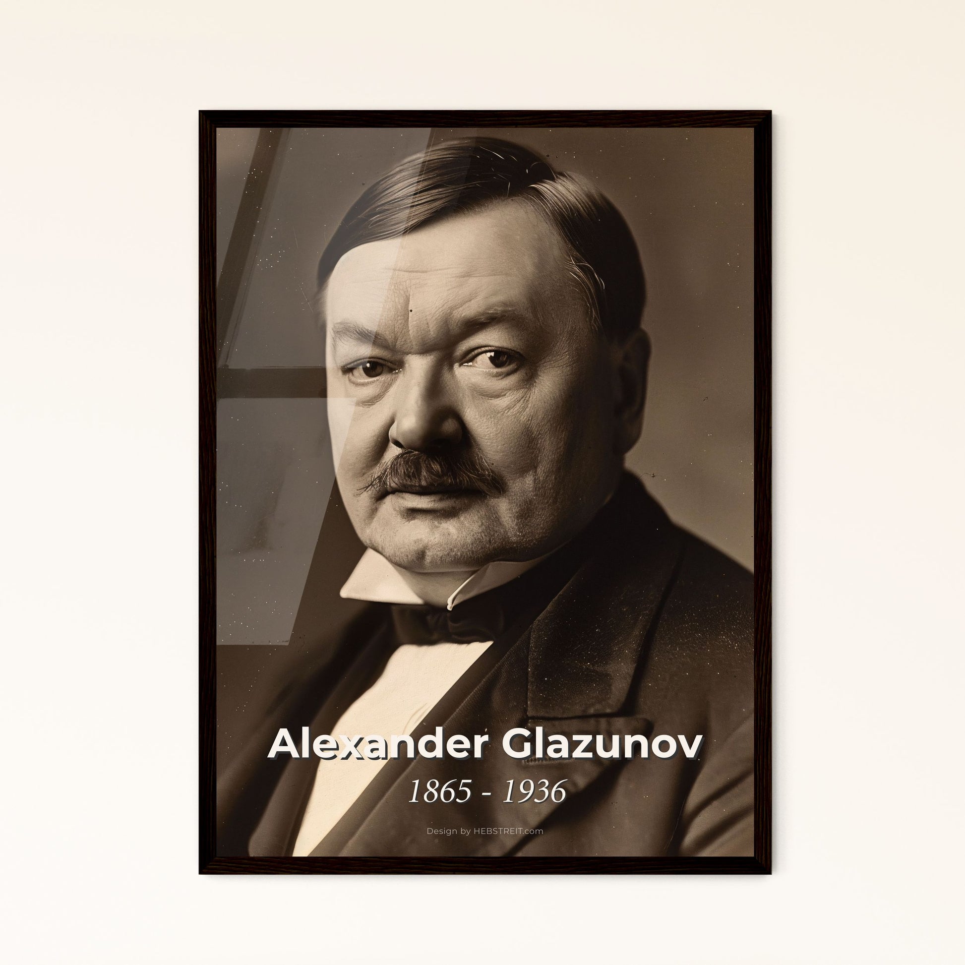 Timeless Portrait of Alexander Glazunov: A Striking Monochrome Tribute to the Iconic Russian Composer - Perfect for Home Decor