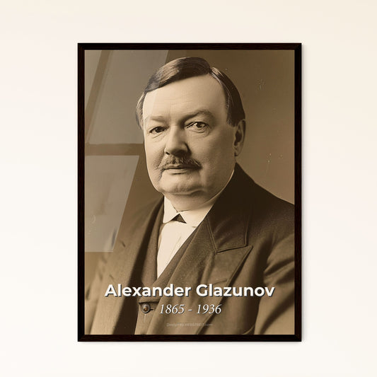 Elegant Portrait of Alexander Glazunov (1865-1936) - Iconic Russian Composer, High-Quality Monochromatic Art for Stylish Interiors