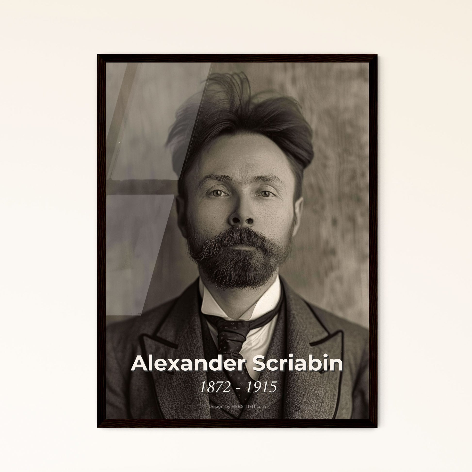 Captivating Portrait of Alexander Scriabin (1872-1915) - Iconic Russian Composer, Artisan Quality Print on Wood or Aluminum