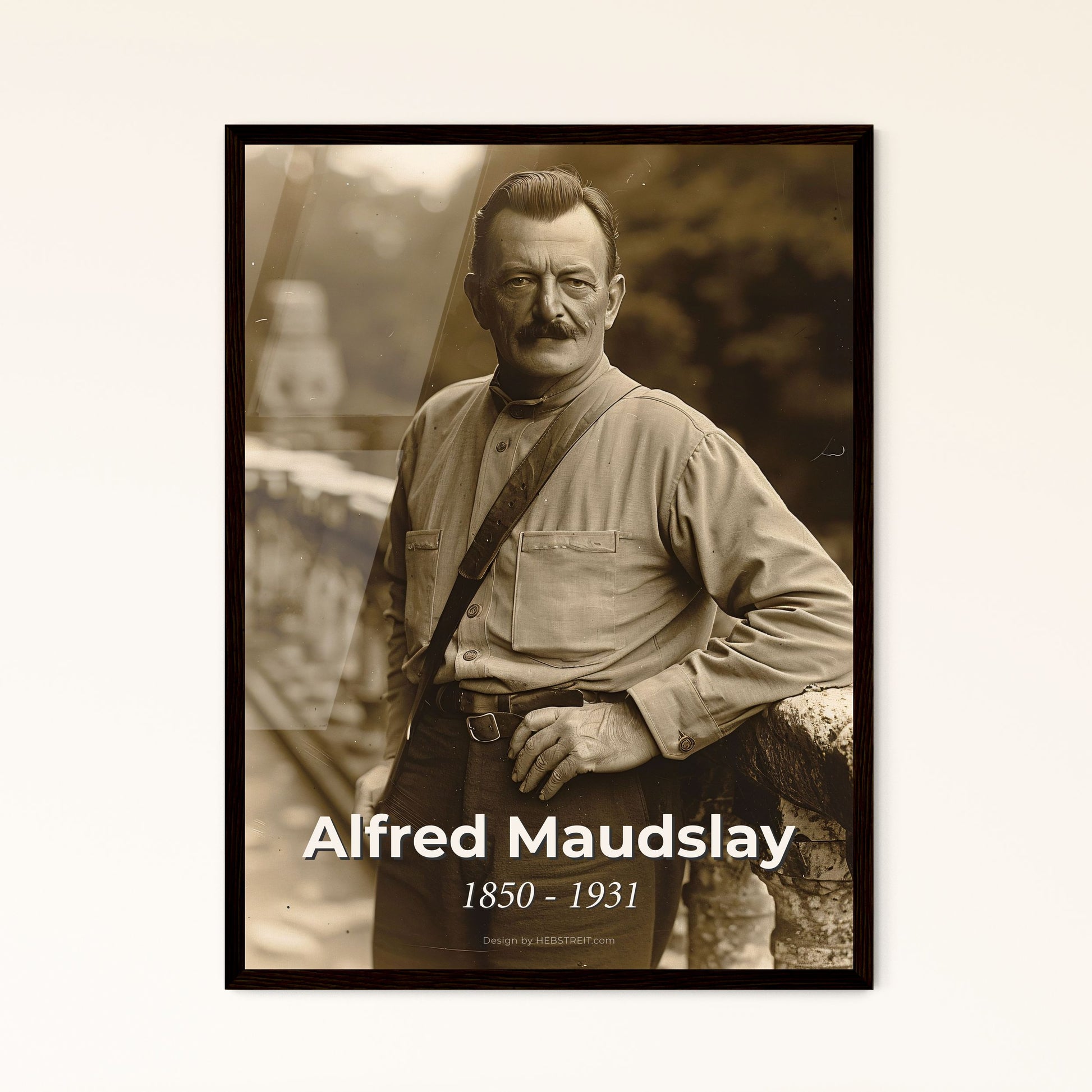 Alfred Maudslay: Pioneer of Mayan Archaeology - Stunning Ultra-Realistic Print with Rustic Charm & Authentic Expression