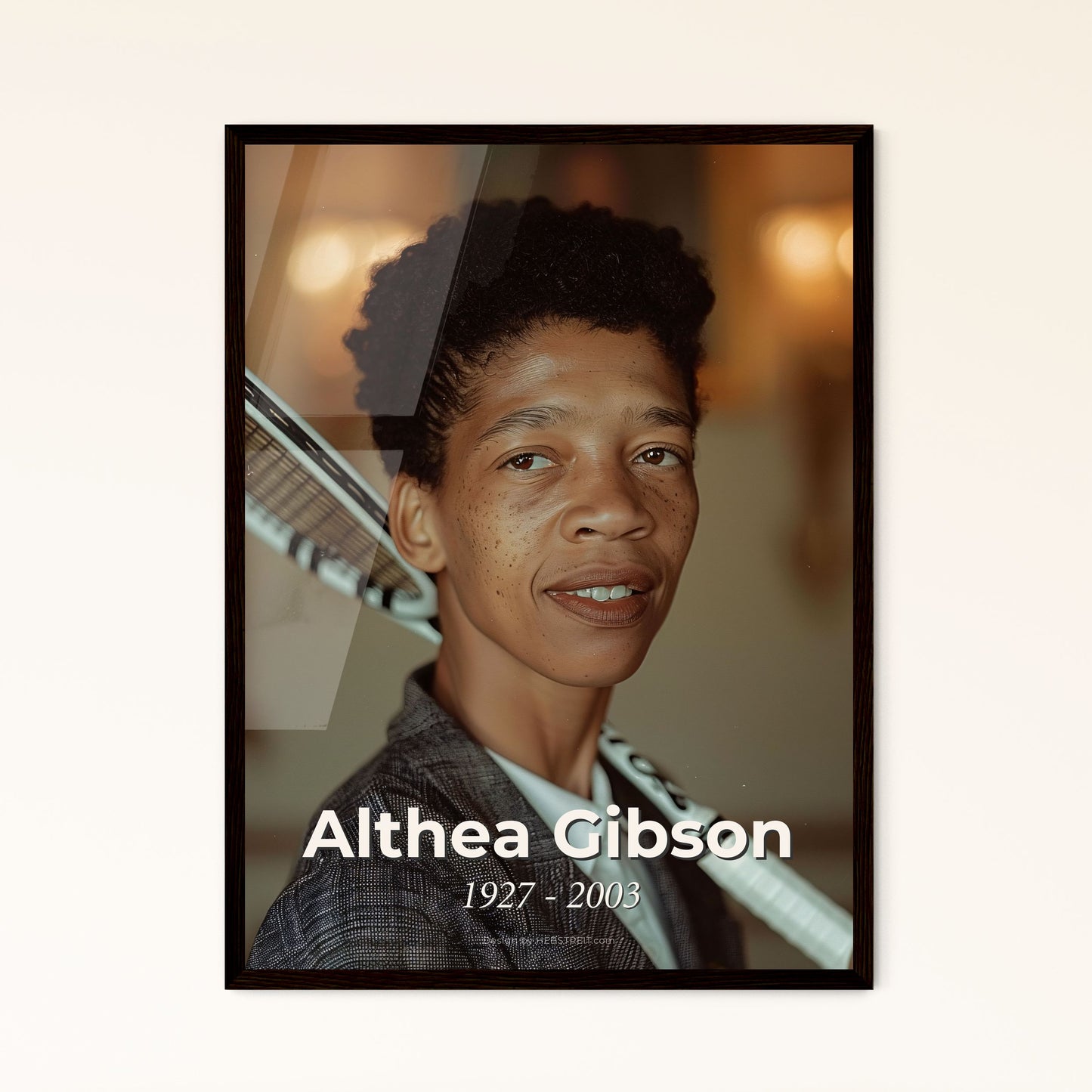 Althea Gibson: Trailblazer of Tennis - Iconic Portrait Print in Elegant Monochrome, Celebrate Her Legacy in Home Decor