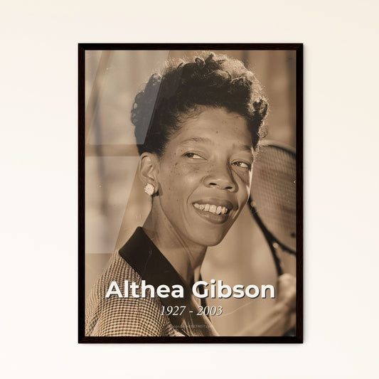 Althea Gibson: Trailblazing Tennis Icon, First African American Grand Slam Champion - Timeless Art Portrait in Elegant Sepia.