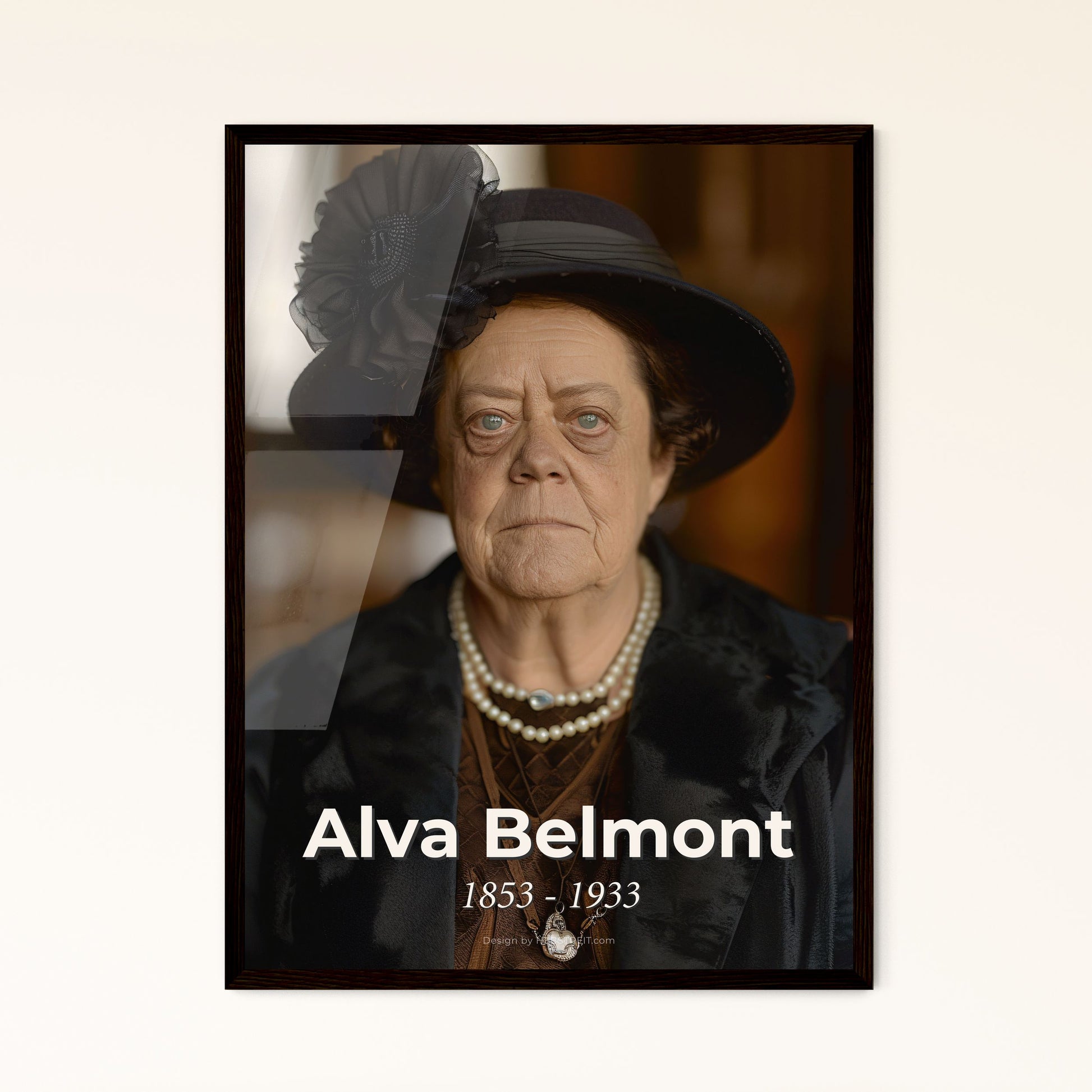 Alva Belmont: Iconic Suffragist & Philanthropist - Striking Monochrome Portrait in Rustic Elegance for Timeless Home Decor