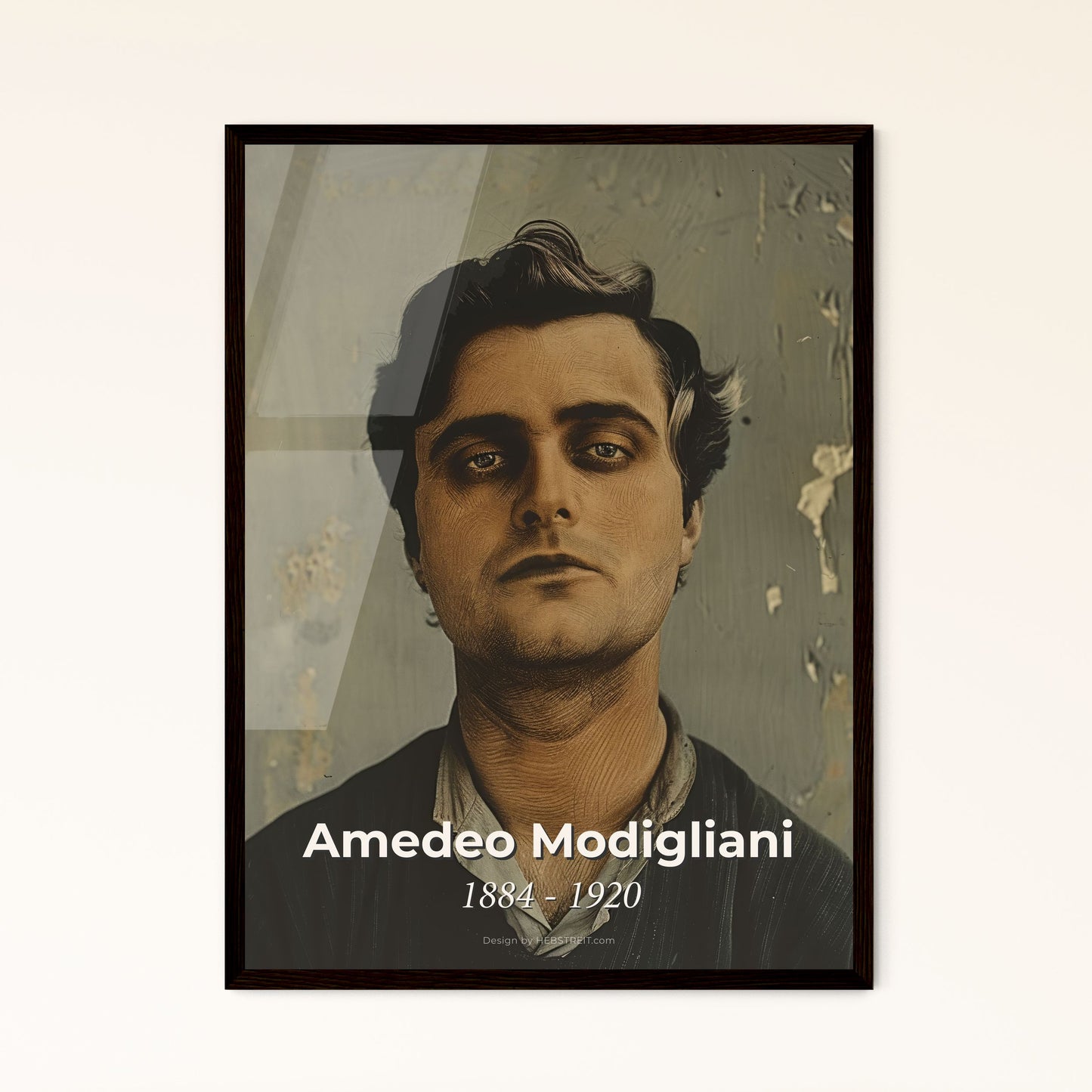 Modigliani-Inspired Portrait: Timeless Elegance in Rustic Monochrome – Ideal Gift & Home Décor in High-Quality Print Options