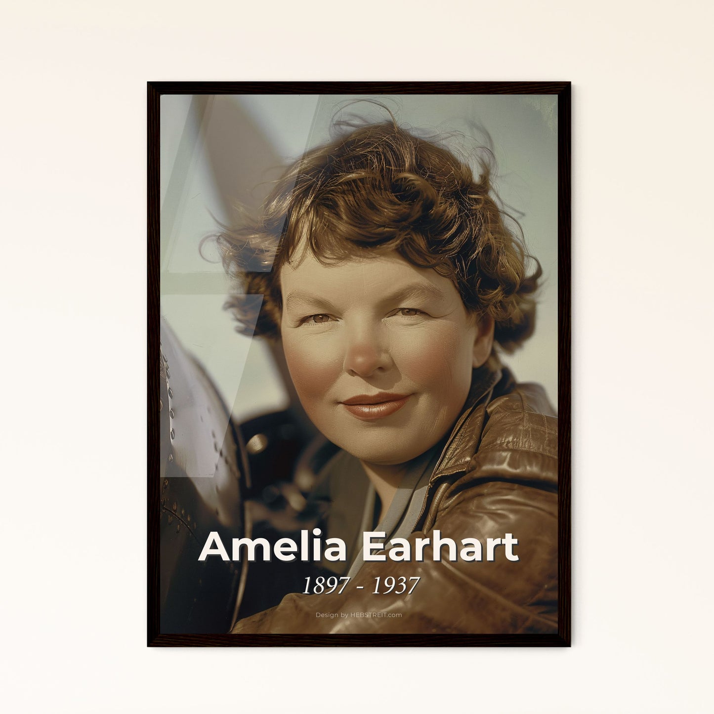 Amelia Earhart: Timeless Inspiration - Iconic Aviator's Portrait in Sepia, Perfect for Home Décor & Unique Gift Giving