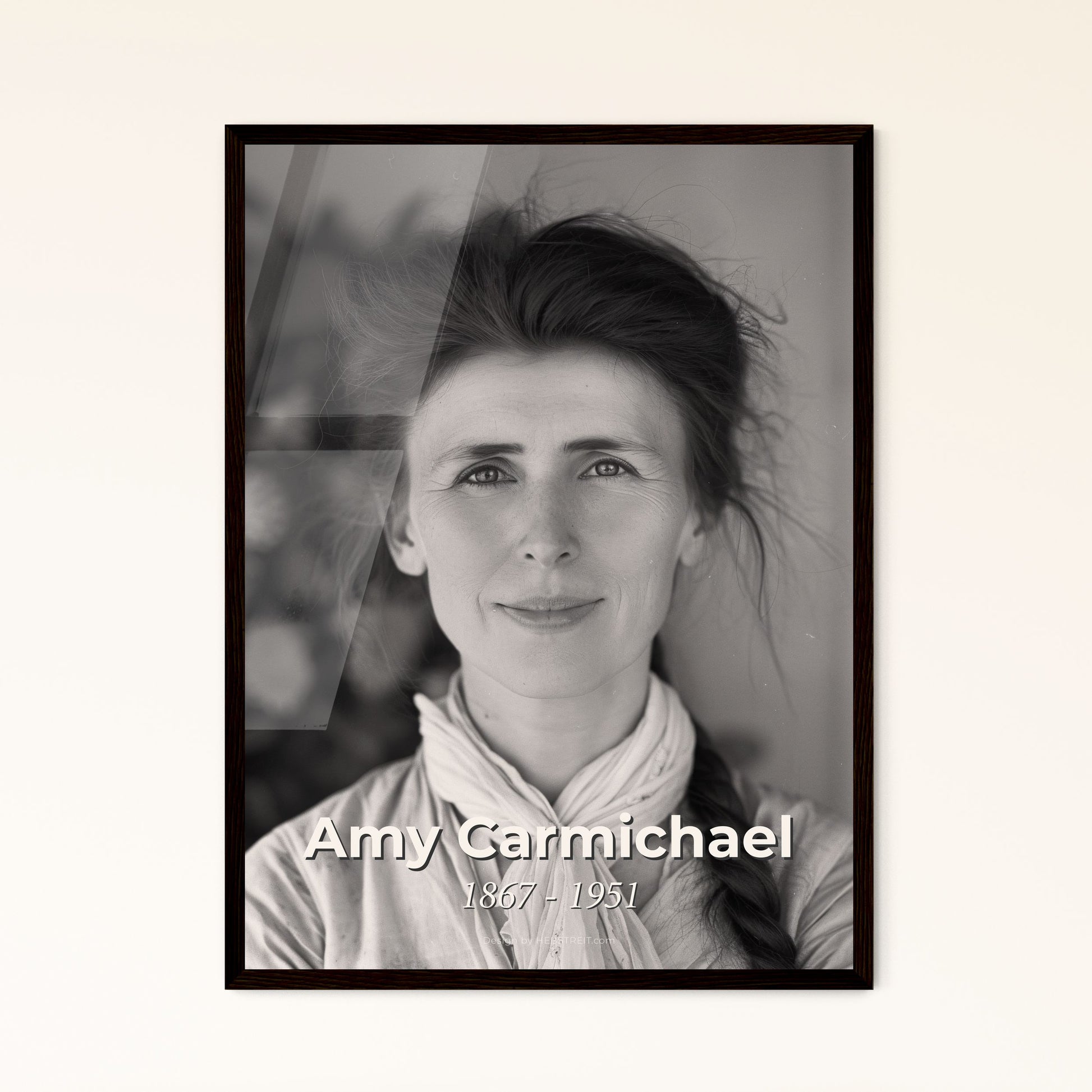 Amy Carmichael: Inspiring Portrait of the Devoted Irish Missionary – Timeless Art in Monochrome for Elegant Home Decor.