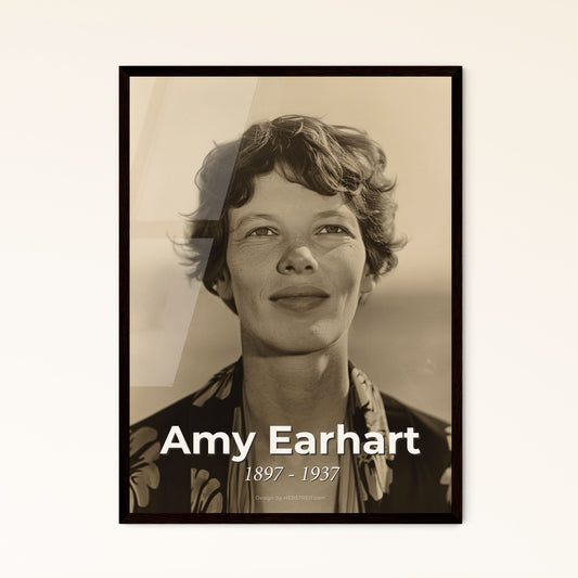 Amy Earhart: Iconic Aviator - Epic Solo Flight Across the Atlantic - Timeless Monochrome Tribute for Home Decor Enthusiasts