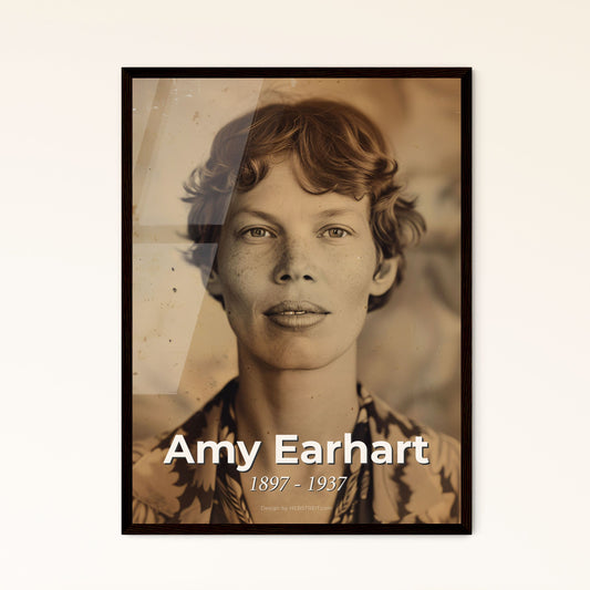 Legendary Spirit: Amelia Earhart - The Trailblazing Aviator Captured in Monochrome Elegance for Timeless Home Decor