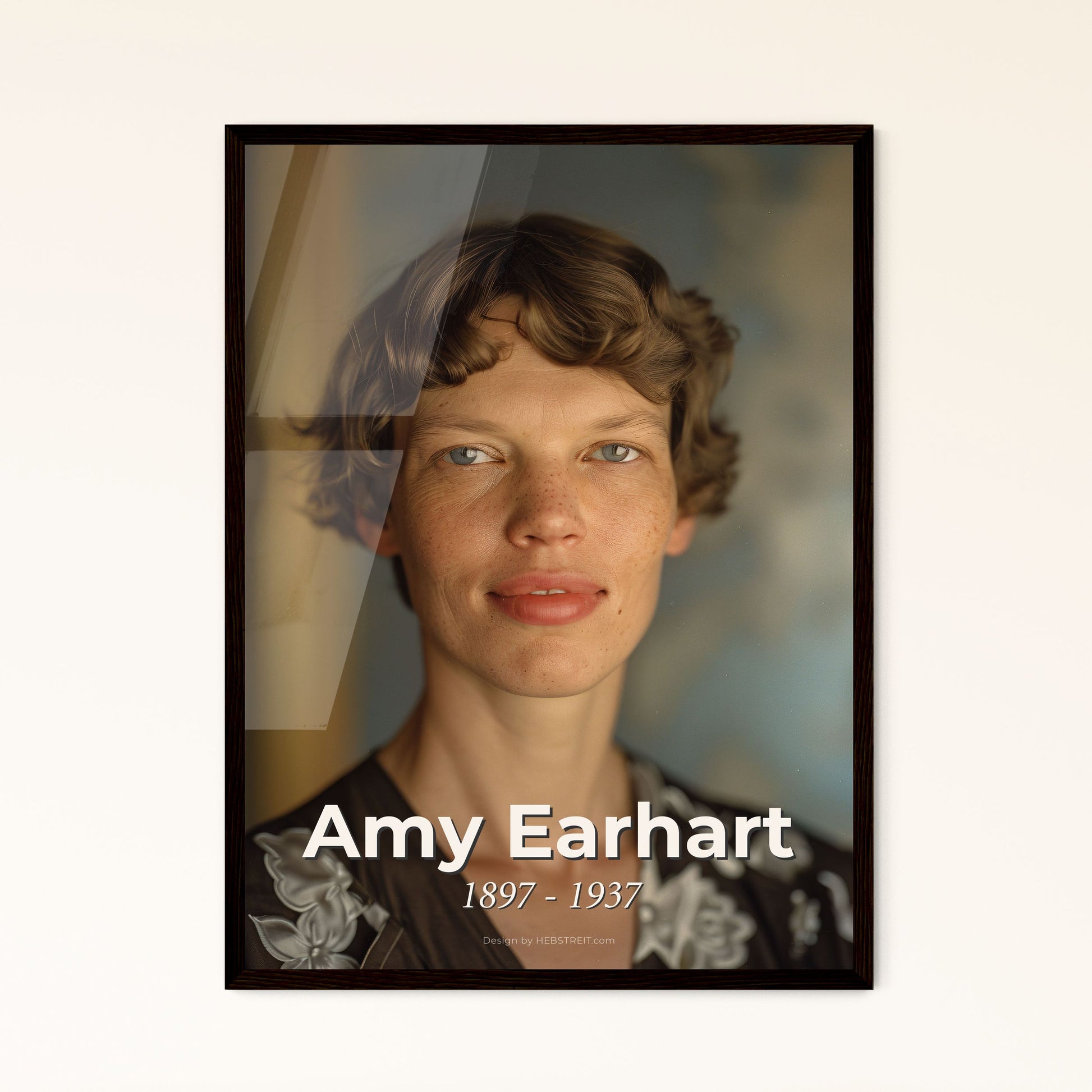 Amy Earhart: Pioneering Aviator's Legacy - Stunning Sepia Portrait Print with Rustic Elegance for Timeless Home Decor