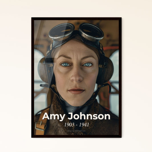 Legendary Aviatrix Amy Johnson: Iconic Portrait in Sepia – Celebrate Her Legacy with a Striking Art Print or Framed Piece