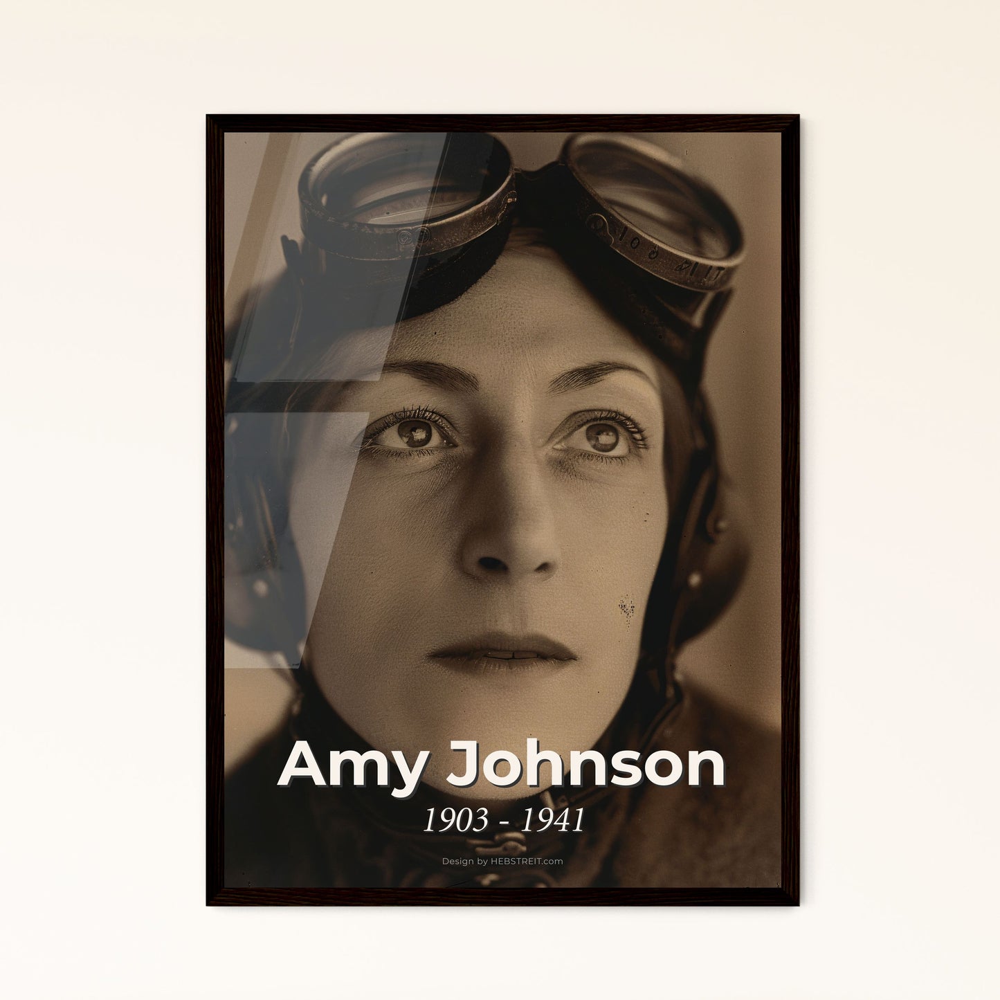 Amy Johnson: Iconic British Aviator - Solo Flight Pioneer, Artful Monochrome Portrait for Timeless Home Decor & Unique Gifts.