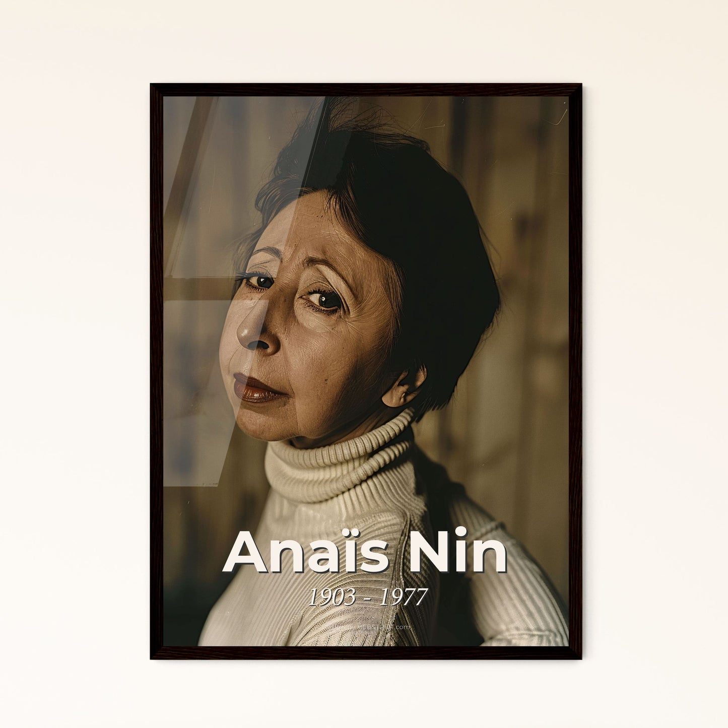 Anaïs Nin: Timeless Portrait of a Literary Icon – Captivating Colorless Art Print, Framed and High-Resolution Aluminum Options Available