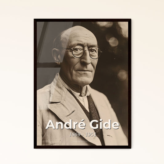 Timeless Portrait of André Gide (1869-1951) - Celebrated French Writer & Nobel Laureate - Artful Monochrome Elegance for Home Décor