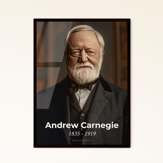 Andrew Carnegie: Visionary Steel Titan & Philanthropist - Stunning Ultra-Realistic Portrait on Rustic-Blurred Background