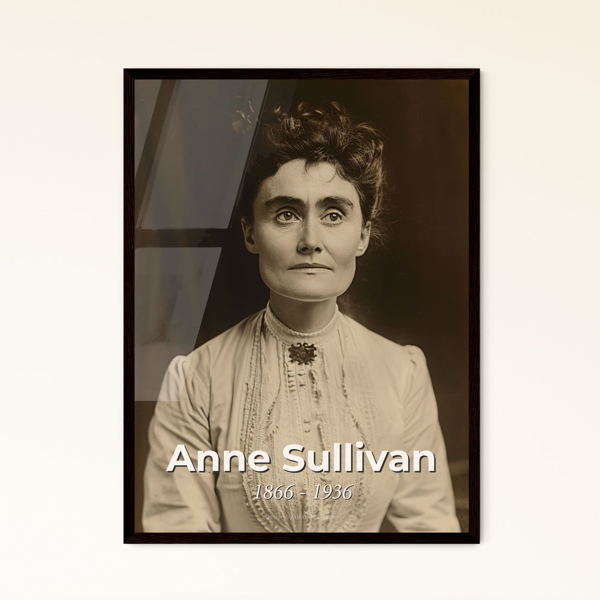 Anne Sullivan: Pioneering Educator of Helen Keller - Timeless Portrait in Ultra-Realistic Sepia for Inspirational Home Decor