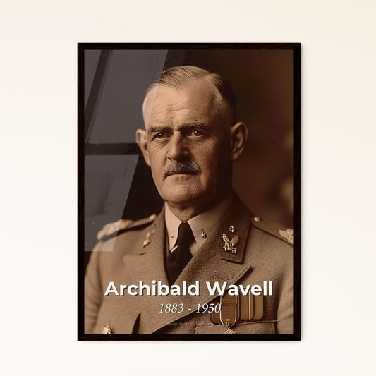 Archibald Wavell: Iconic Monochrome Portrait of a WWII Field Marshal - Elegant Home Decor Print, Framed or Aluminum Options