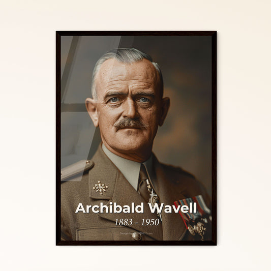 Timeless Tribute to Field Marshal Archibald Wavell: Cinematic Monochrome Portrait for Elegant Home Decor & Distinguished Gifting