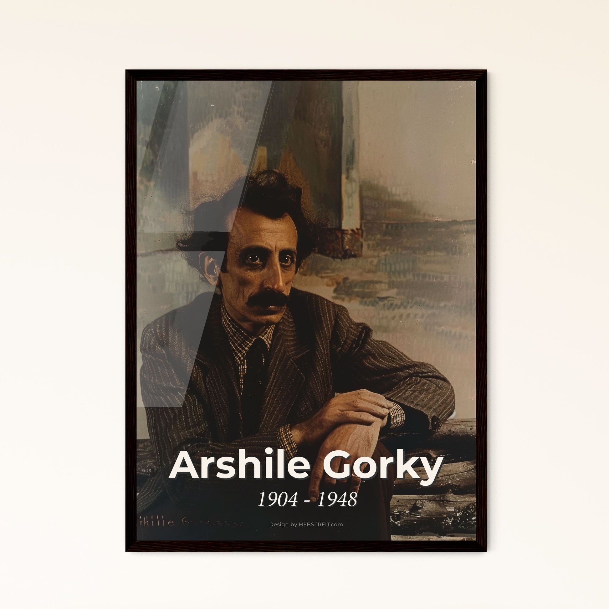 Arshile Gorky: 1904-1948 - Captivating Ultrarealistic Portrait in Rustic Monochrome, Perfect for Home Decor & Art Lovers