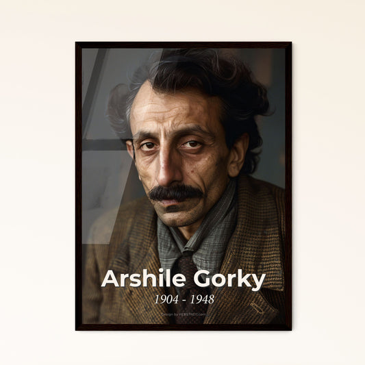 Arshile Gorky: Timeless Portrait of a Pioneer - Captivating Monochrome Elegance for Your Art Collection & Home Decor