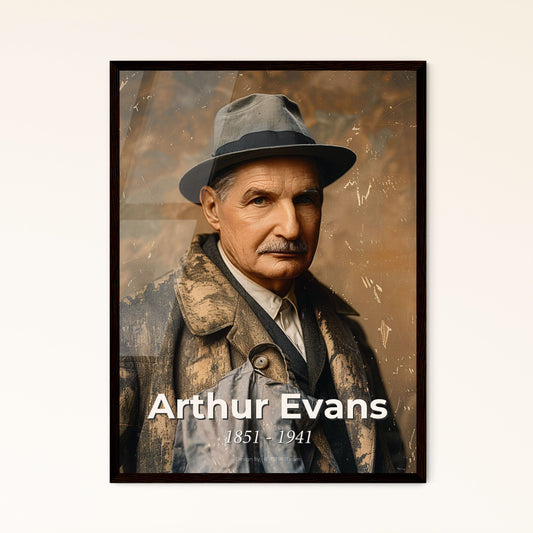 Arthur Evans: Pioneering Archaeologist of Minoan Civilization - Elegant Monochrome Portrait in Rustic Cinematic Style