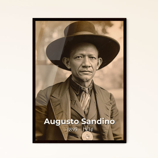 Augusto Sandino: Iconic Nicaraguan Revolutionary Portrait - Premium Art Print for Home Decor, Framed or Aluminum Options Available