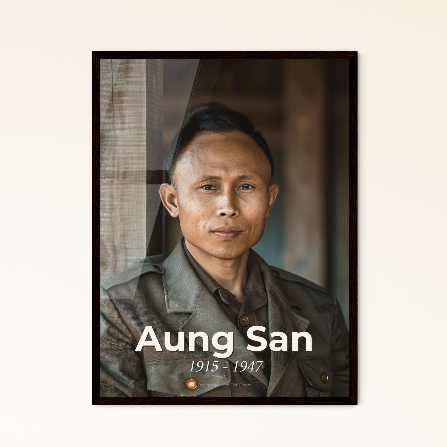 Aung San: The Visionary Leader of Burmese Independence - Timeless Portrait in Sepia Glow for Elegant Home Decor