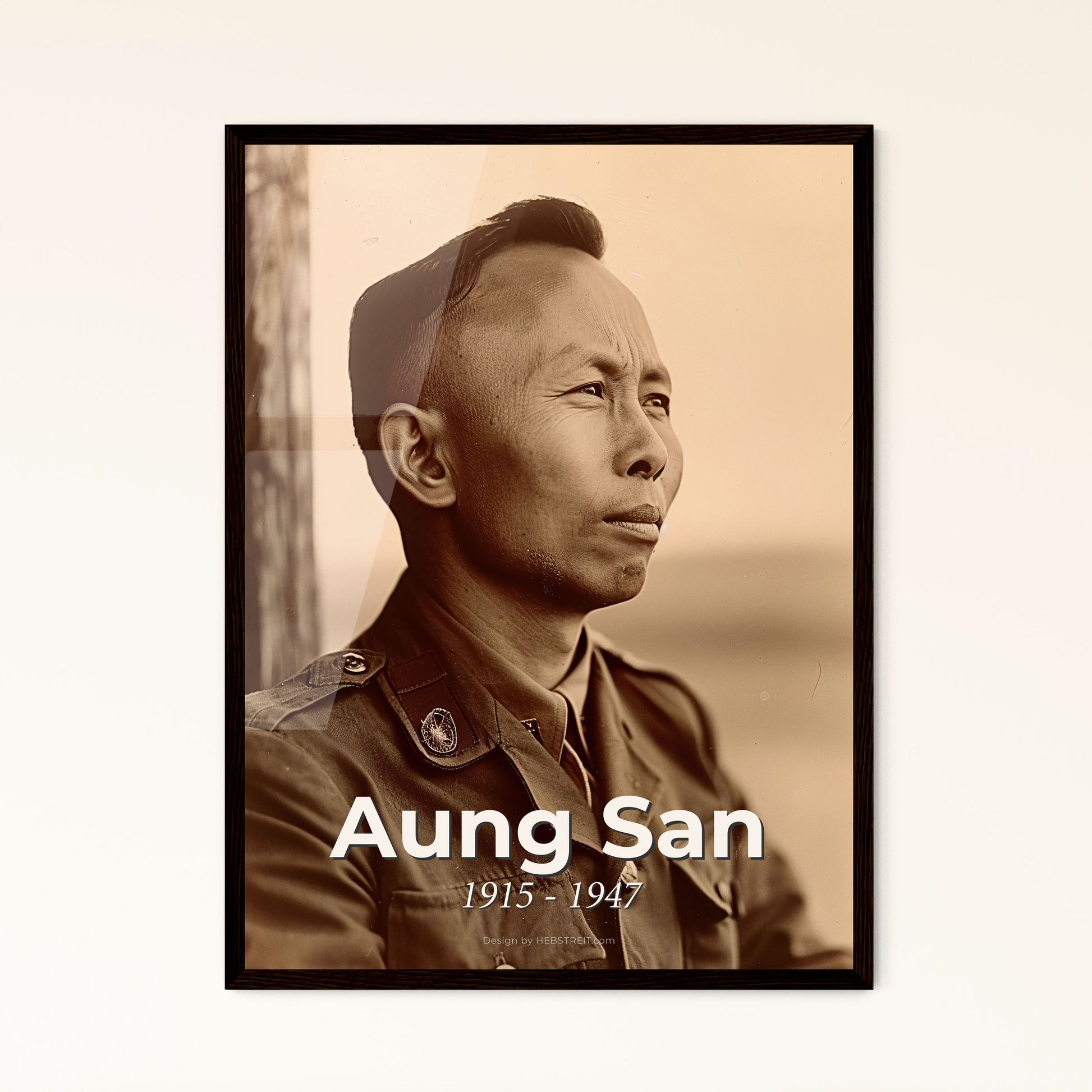 Aung San: Visionary of Independence - Stunning Ultra-Realistic Portrait, Perfect for Home Decor and Meaningful Gifting.