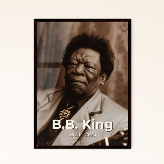 B.B. King: The King of Blues - Iconic Portrait in Timeless Monochrome, Perfect for Home Decor & Thoughtful Gifting