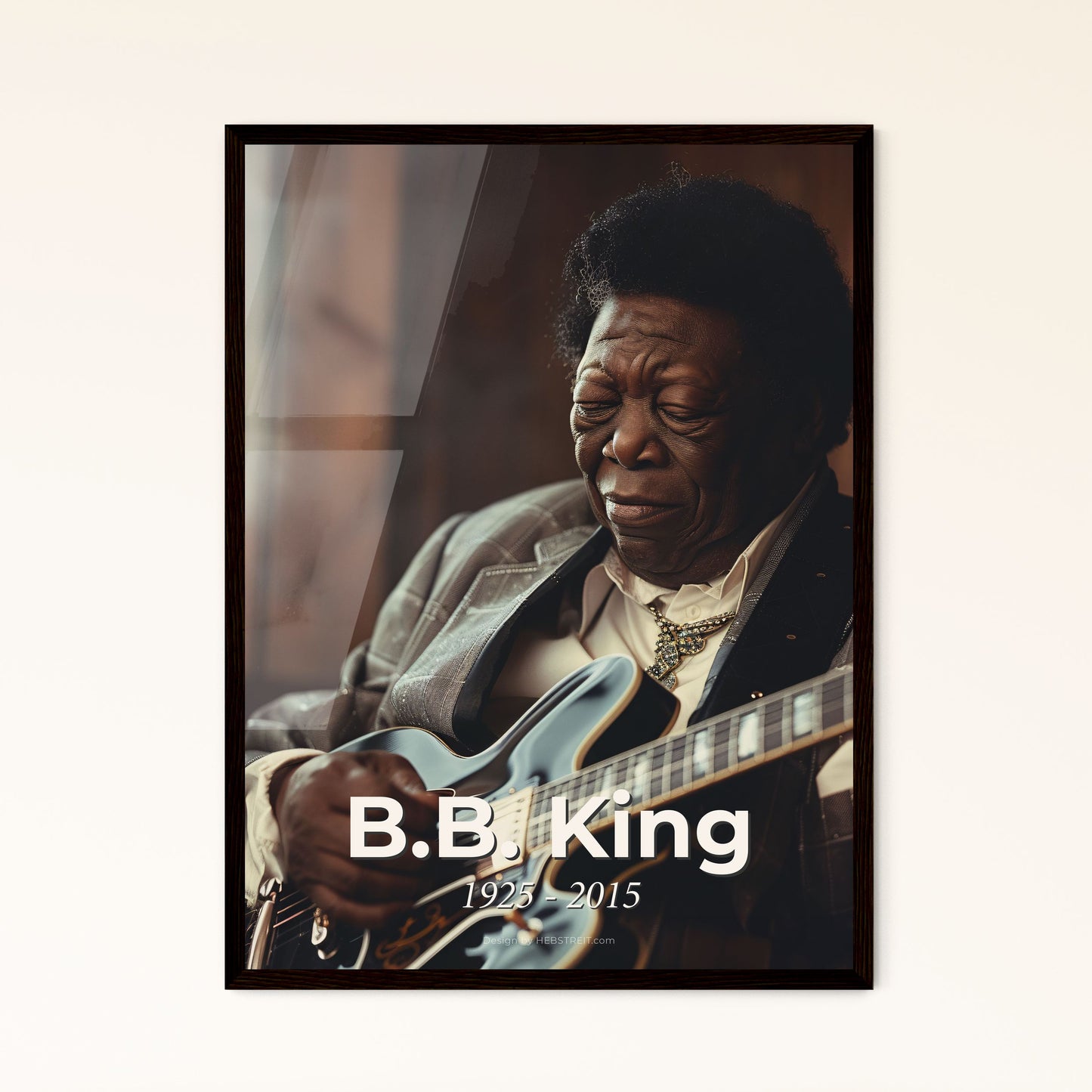 B.B. King: The King of Blues - Iconic Portrait in Sepia Tone - A Tribute to Musical Greatness for Timeless Home Decor