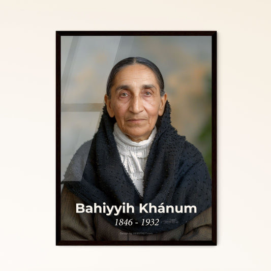 Timeless Portrait of Bahiyyih Khánum: Influential Bahá'í Leader in Elegant Monochrome – Perfect for Home Decor & Gifts