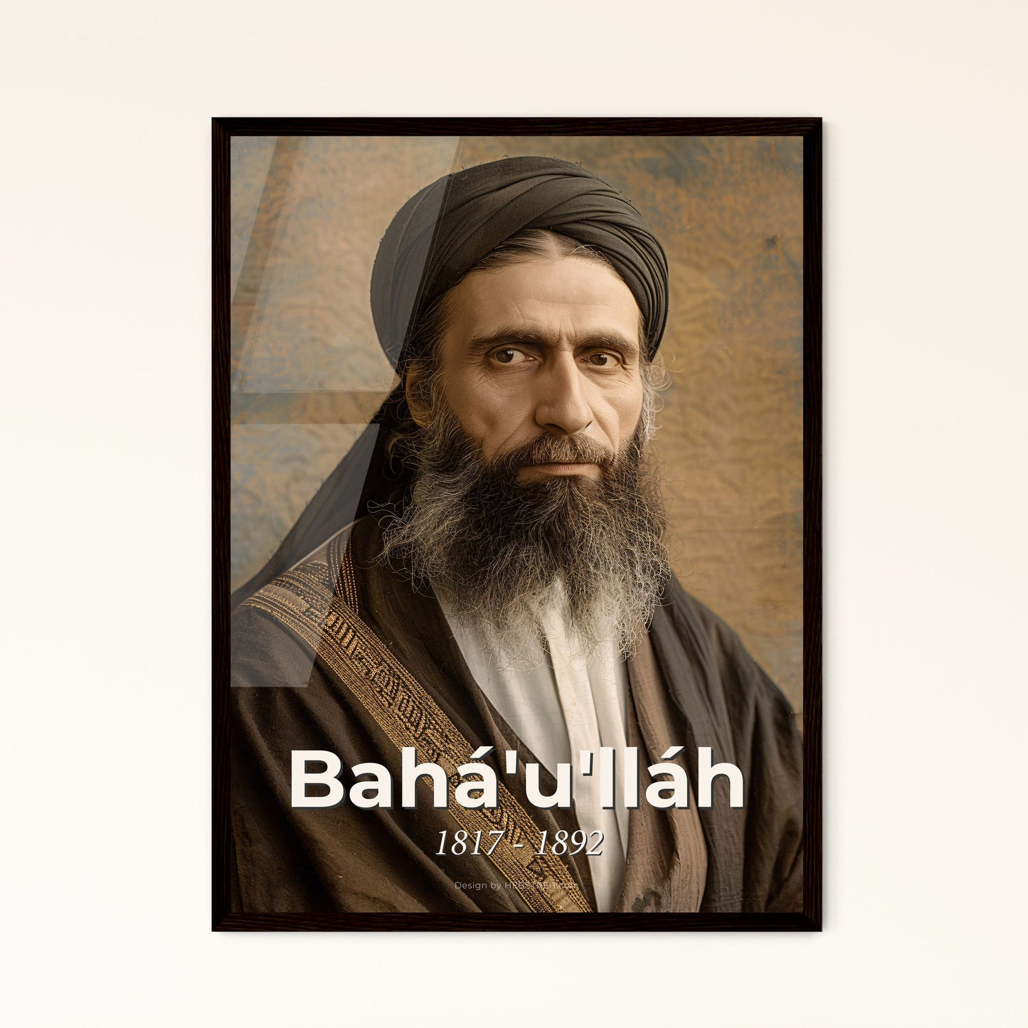 Bahá'u'lláh: Persian Visionary of Unity & Peace - Ultrarrealistic Portrait Print in Elegant Monochrome & Sepia Tones