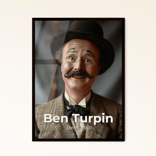 Timeless Portrait of Ben Turpin: Iconic Silent Film Comedian, Captured in Cinematic Mono-Sepia, Perfect for Home Decor & Gifts