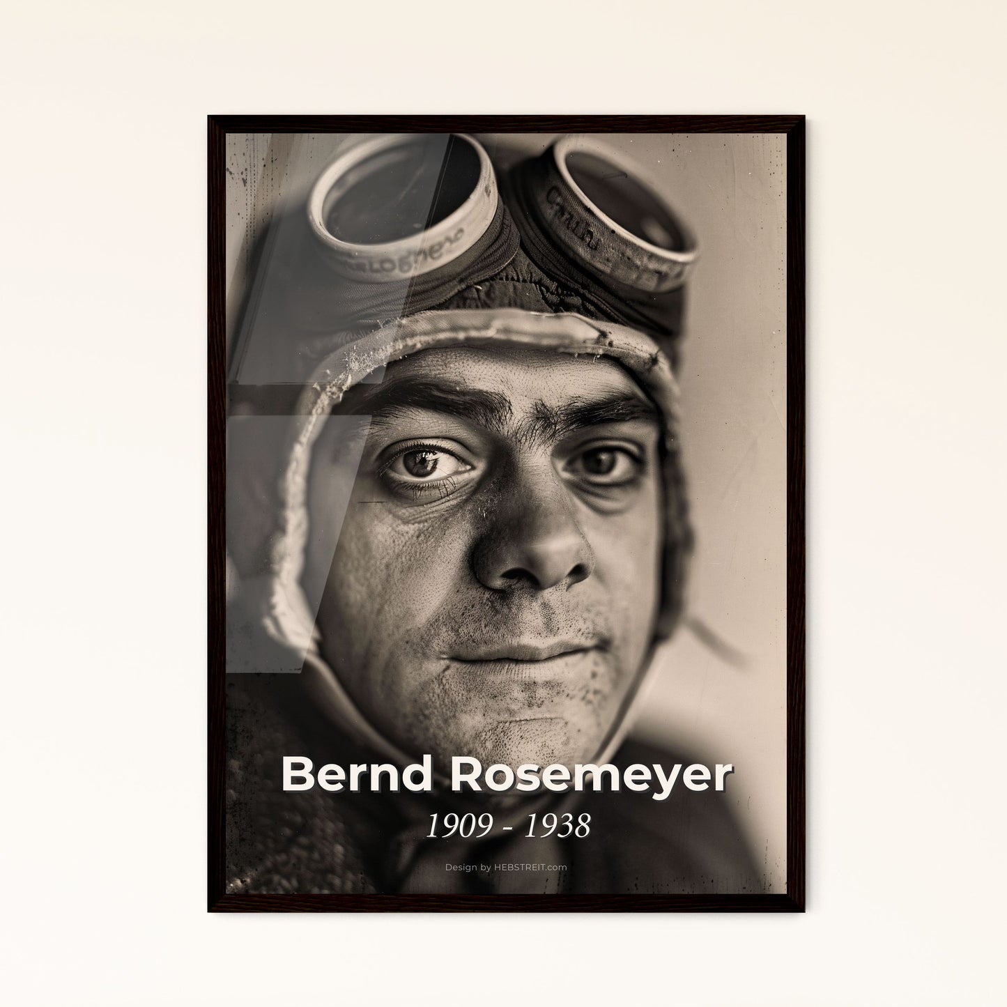 Fearless Elegance: Bernd Rosemeyer Portrait - Monochromatic Art Print for Home Decor, Framed or Metallic Options Available!