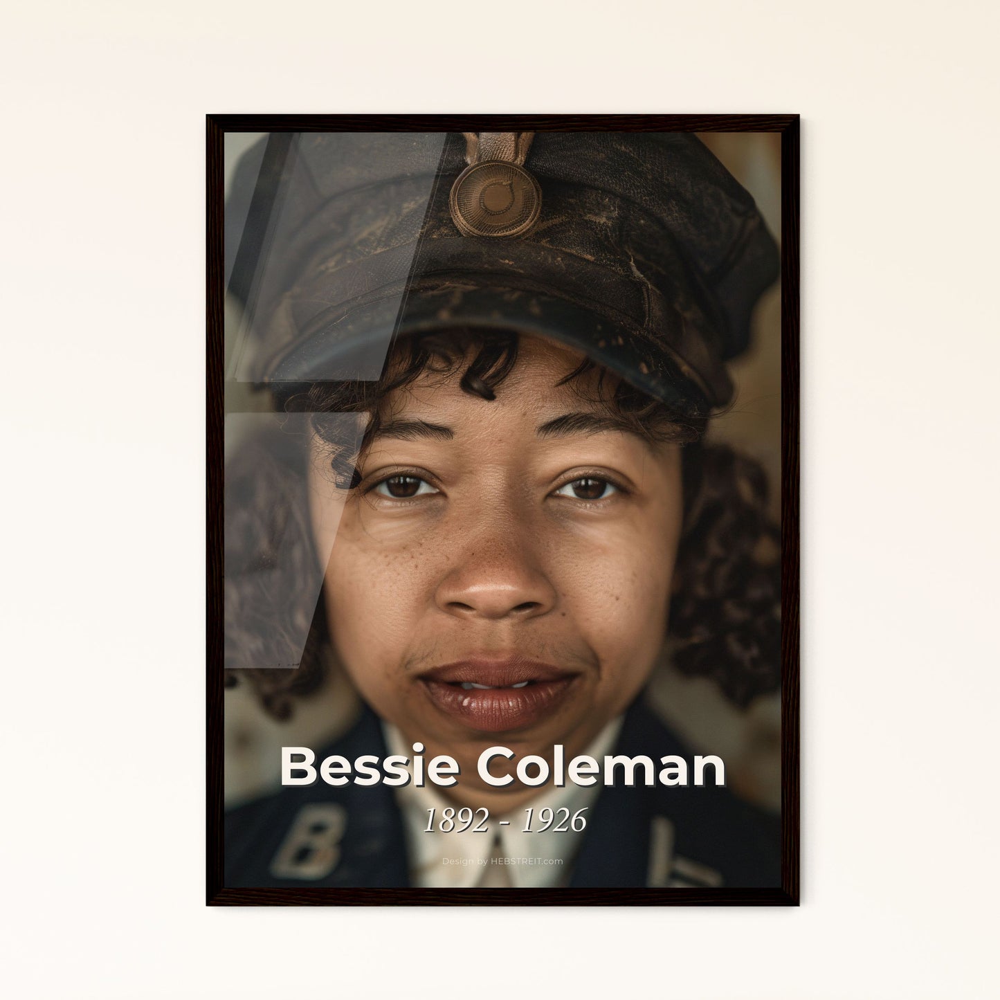 Bessie Coleman: Pioneer Aviator & Advocate - Timeless Mono Portrait on Rustic Background in High-Quality Framed Art Print