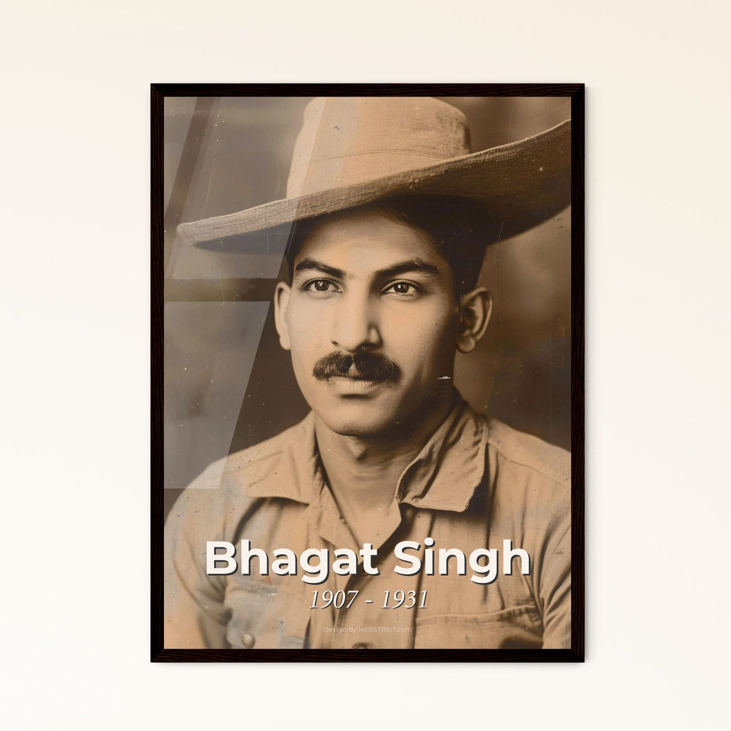 Bhagat Singh: Timeless Revolutionary Icon - Stunning Portrait Art Print for Home Decor, Framed or Aluminum Options Available!