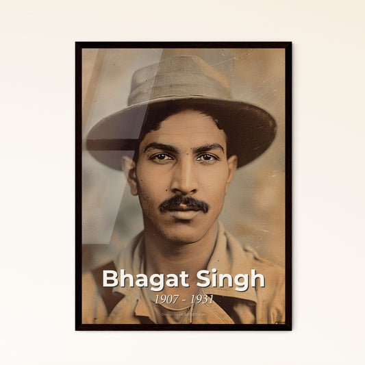 Bhagat Singh: Timeless Tribute to a Revolutionary Icon - Stunning Portrait Art Print for Home Decor & Gifting