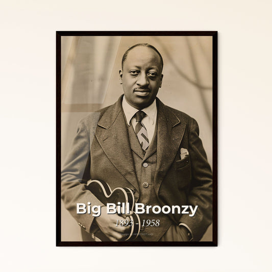 Big Bill Broonzy: Iconic Blues Legend 1893-1958 - Captivating Ultrarealistic Portrait in Monochrome & Sepia for Timeless Decor