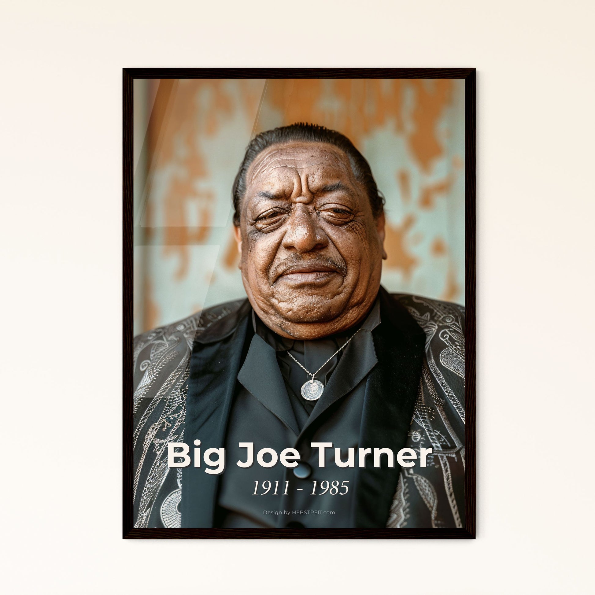 Big Joe Turner: The Soulful Voice of Blues - Stunning Monochromatic Portrait on Rustic Background for Home Decor Enthusiasts