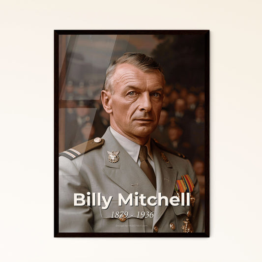 Timeless Tribute to Billy Mitchell: Monochromatic Ultra-Realistic Portrait of the Air Power Pioneer - Ideal for Home Decor & Gifting