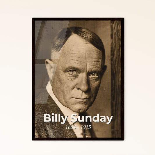 Timeless Legacy: Billy Sunday (1862-1935) – Iconic American Evangelist in Stunning Sepia Portrait for Exceptional Home Decor