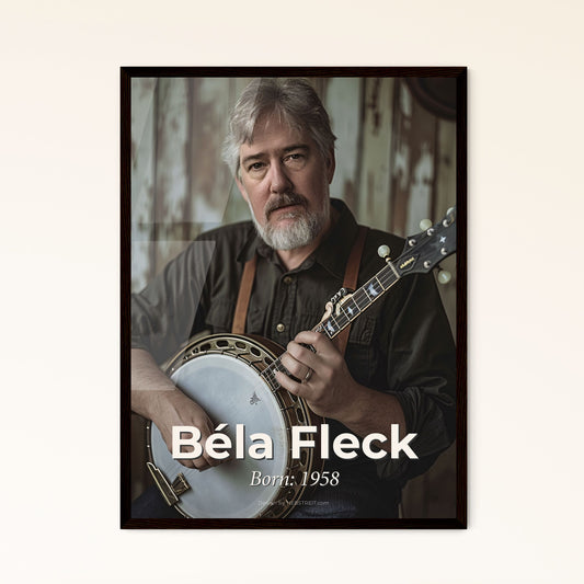 Béla Fleck: A Master of Fusion - Timeless Portrait in Monochrome & Sepia, Ideal for Home Décor or Thoughtful Gifting