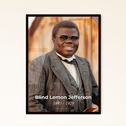 Blind Lemon Jefferson: Iconic Blues Legend - Ultra-Realistic Portrait on Rustic Background | Art Print, Framed & Aluminum Options