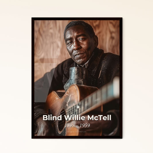 Blind Willie McTell: A Master of Blues - Ultrarealistic Portrait on Rustic Background, High-Contrast Art for Home Decor