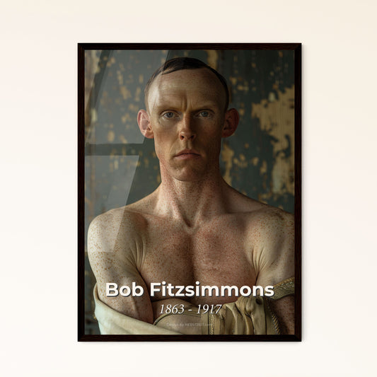 Bob Fitzsimmons: The Legendary Three-Division Champion - Ultra-Realistic Monochrome Portrait for Timeless Home Décor